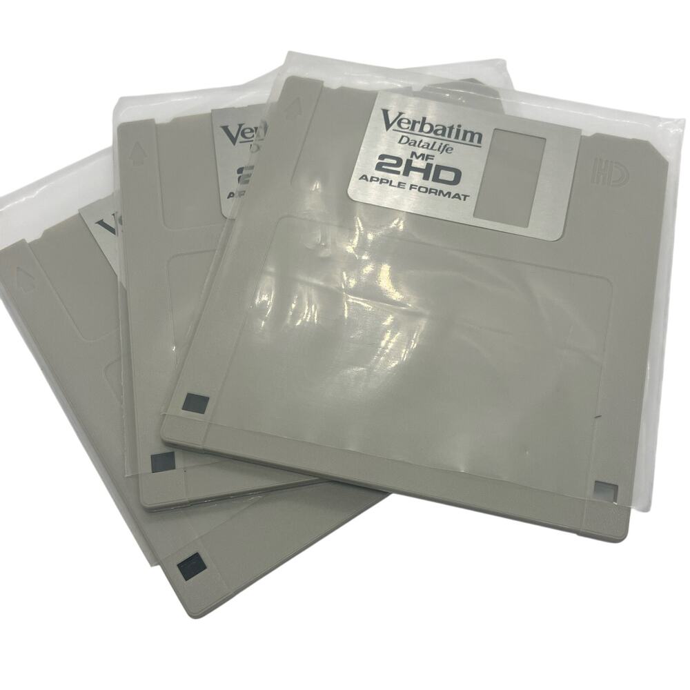 Apple Format 3.5” Floppy Disk Vintage Verbatim DataLife 2HD Plastic Sleeve